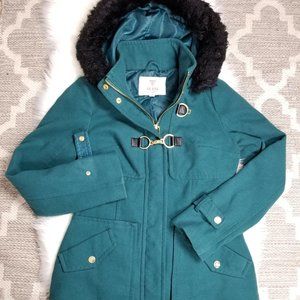 GUESS WOOL VINTAGE FUR HOOD WINTER COAT Size M